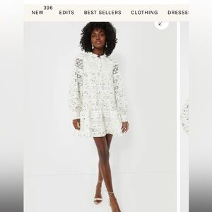 En Saison Floral Lace Mini Dress - White and Blue